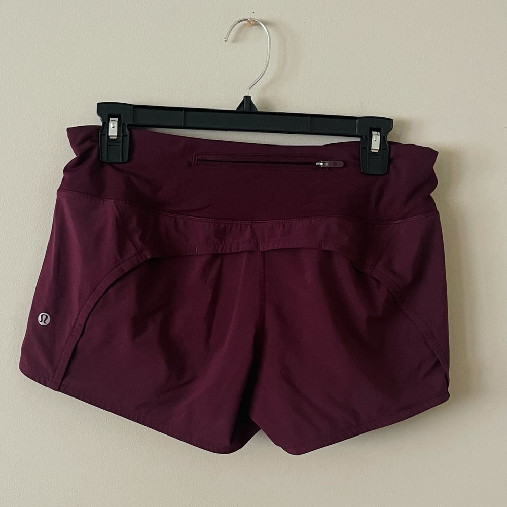 Lululemon maroon running shorts. Size 6